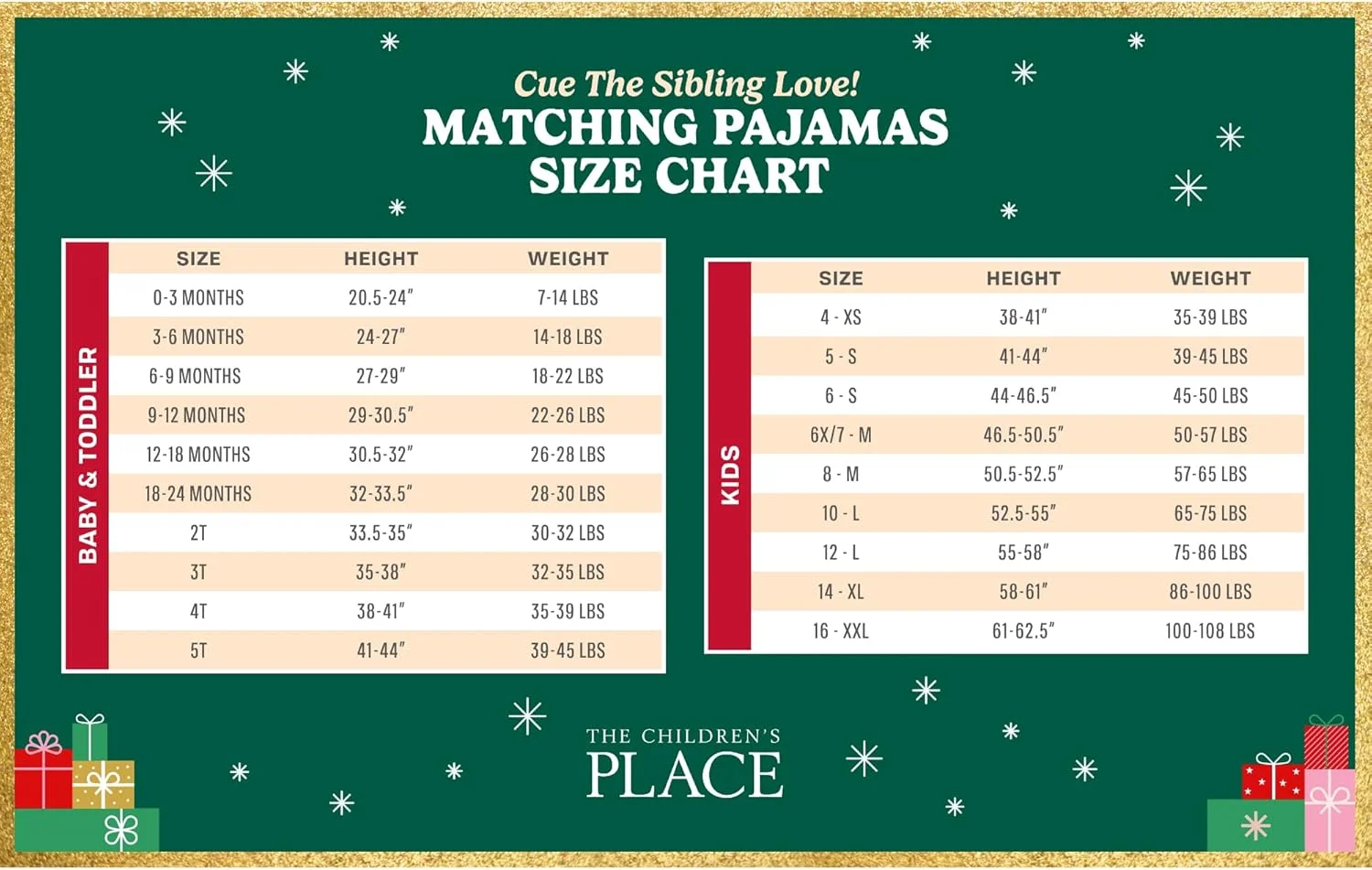 The Children's Place ست لباس خواب تعطیلات پنبه ای خواهر و برادری یکسان برای نوزادان، کودکان و نوجوانان (تک بسته)