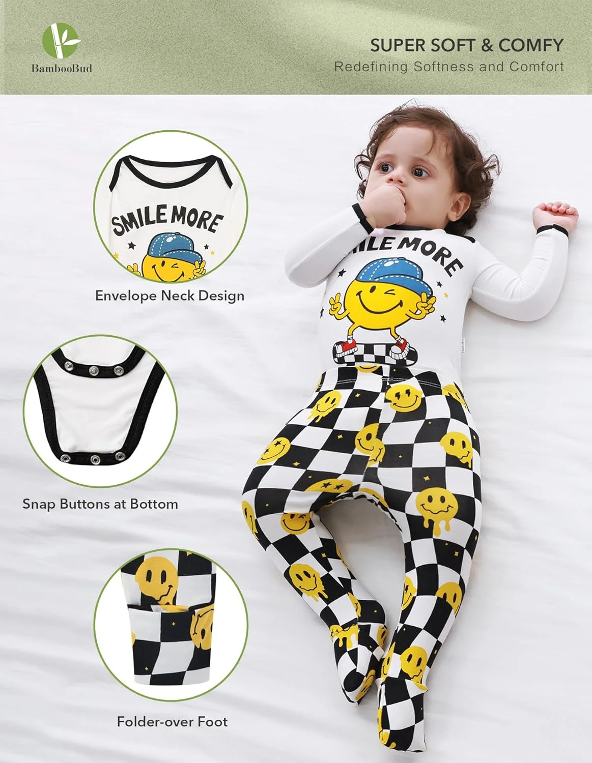 بادی و شلوار 2 تکه بامبو باد مناسب نوزادان دختر و پسر، لباس خواب آستین بلند بچه گانه، لباس خواب کریسمس بادی و شلوار 2 تکه بامبو باد مناسب نوزادان دختر و پسر، لباس خواب آستین بلند بچه گانه، لباس خواب کریسمس