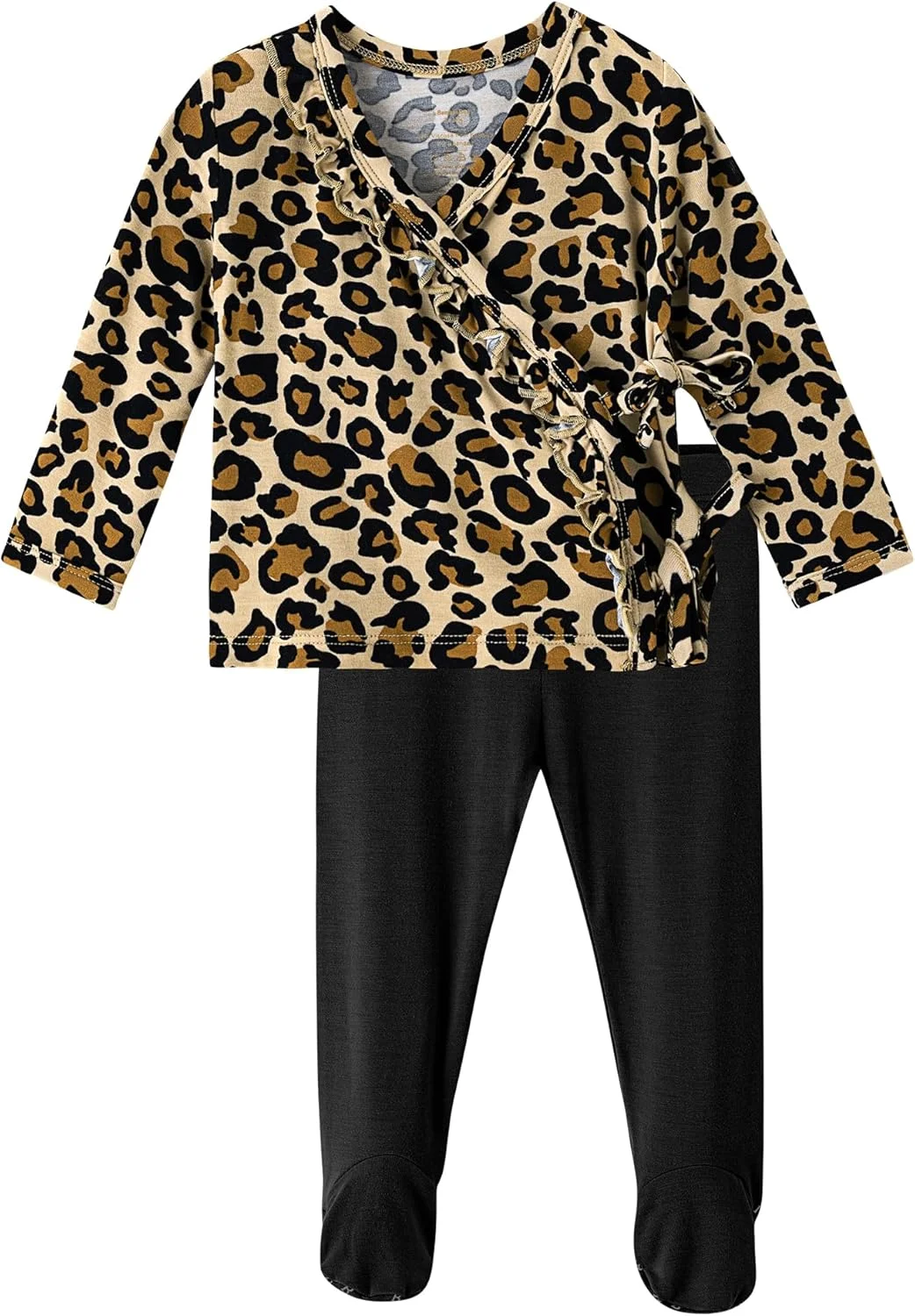 ست لباس نوزادی دخترانه BambooBud، شامل بلوز کیمونویی آستین بلند و شلوار، تهیه شده از ویسکوز بامبو