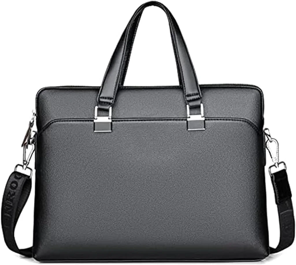 کیف لپ تاپ چرمی مردانه 15 اینچی، کیف دستی لپ تاپ унисекс، کیف پیام رسان کراس بادی، کیف شانه ای با بند، کیف بادوام و شیک، ایده آل برای مسافرت های کاری، دفتر، مدرسه، استفاده روزانه - مشکی