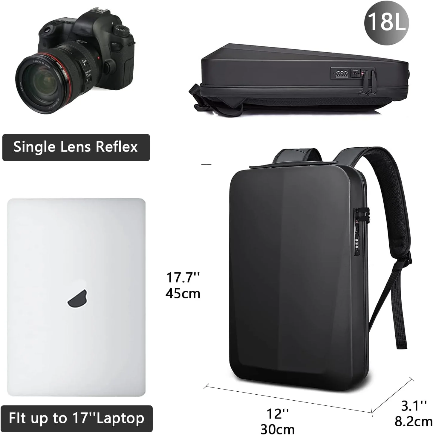 کیف لپ تاپ ضد سرقت SKADE برای مردان، کیف کامپیوتر گیمینگ ضد آب با قفل TSA و پورت USB، مناسب برای لپ تاپ 17 اینچی، کوله پشتی مسافرتی تجاری با طراحی مدرن (مشکی)