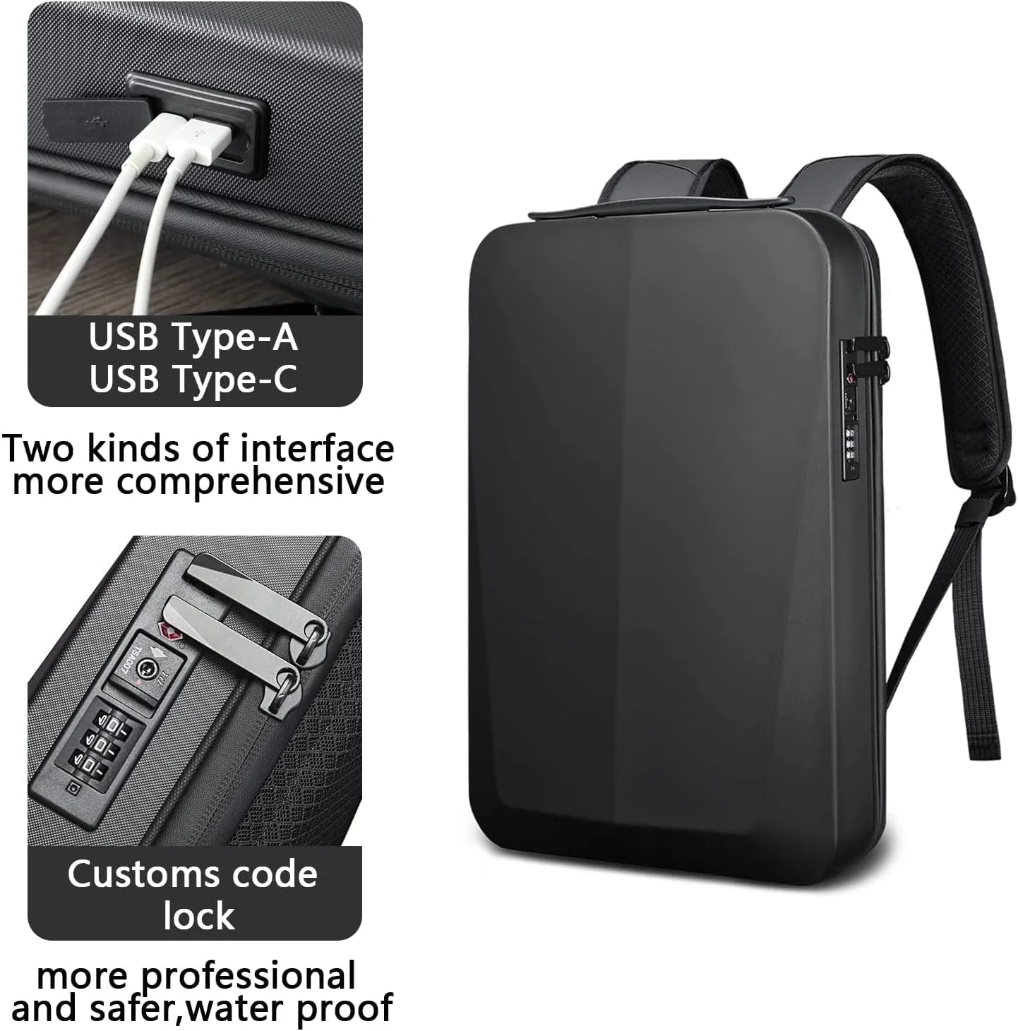 کیف لپ تاپ ضد سرقت SKADE برای مردان، کیف کامپیوتر گیمینگ ضد آب با قفل TSA و پورت USB، مناسب برای لپ تاپ 17 اینچی، کوله پشتی مسافرتی تجاری با طراحی مدرن (مشکی)