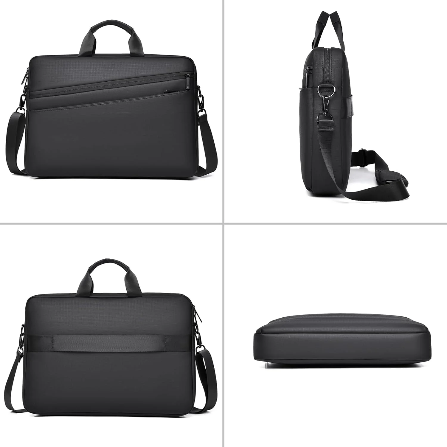 کیف لپ تاپ Qiccijoo مناسب برای لپ تاپ های 17.3 اینچی، کیف دستی لپ تاپ مردانه و زنانه، کیف کامپیوتر، کیف شانه ای با بند، کیف های کامپیوتر، کیف پیام رسان برای مسافرت/کار (خاکستری)