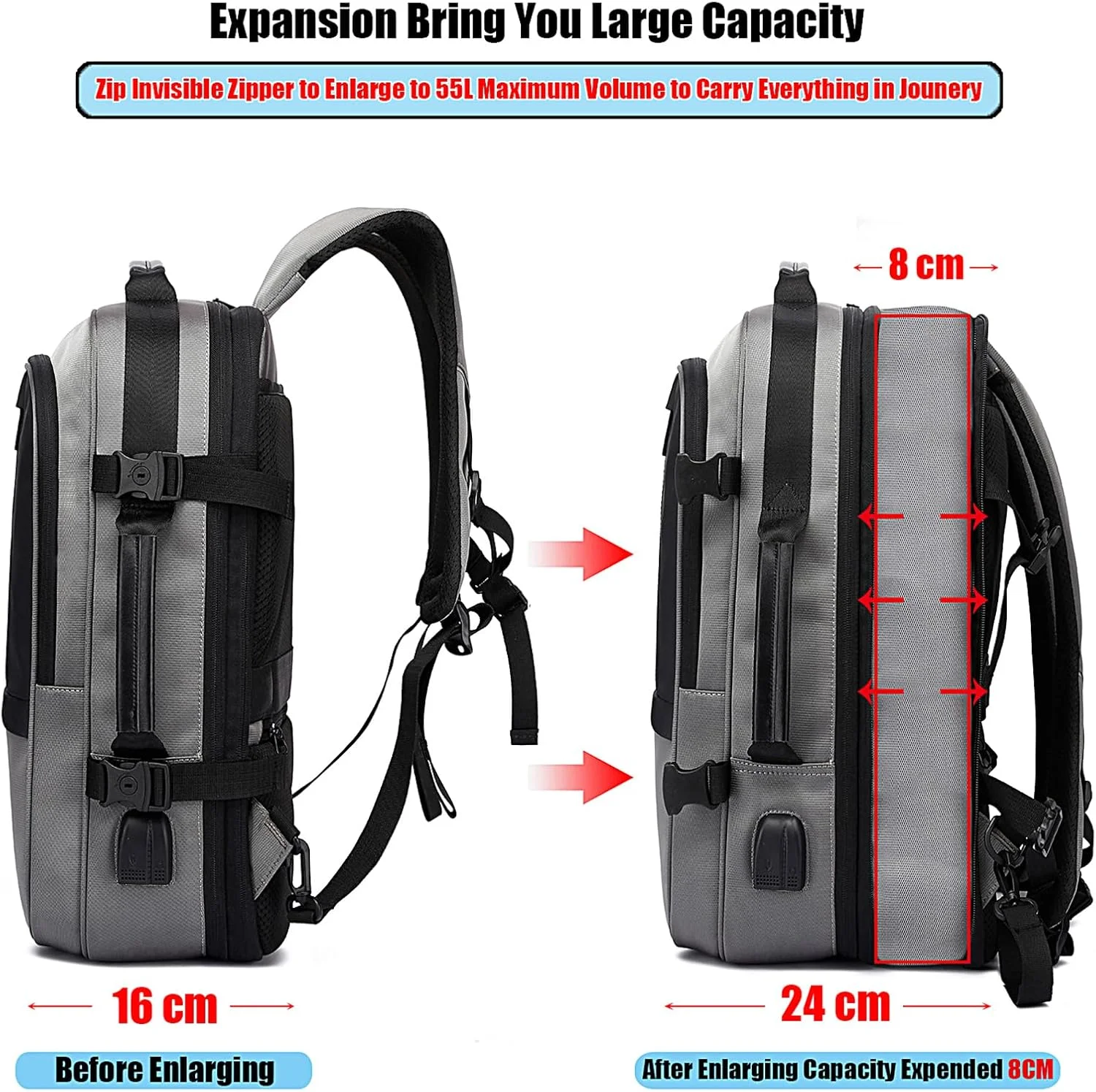 کیف لپ تاپ ضد سرقت تبدیل شونده، کوله پشتی 17.3 اینچی قابل گسترش و ضد آب مناسب برای سفر آقایان و بانوان