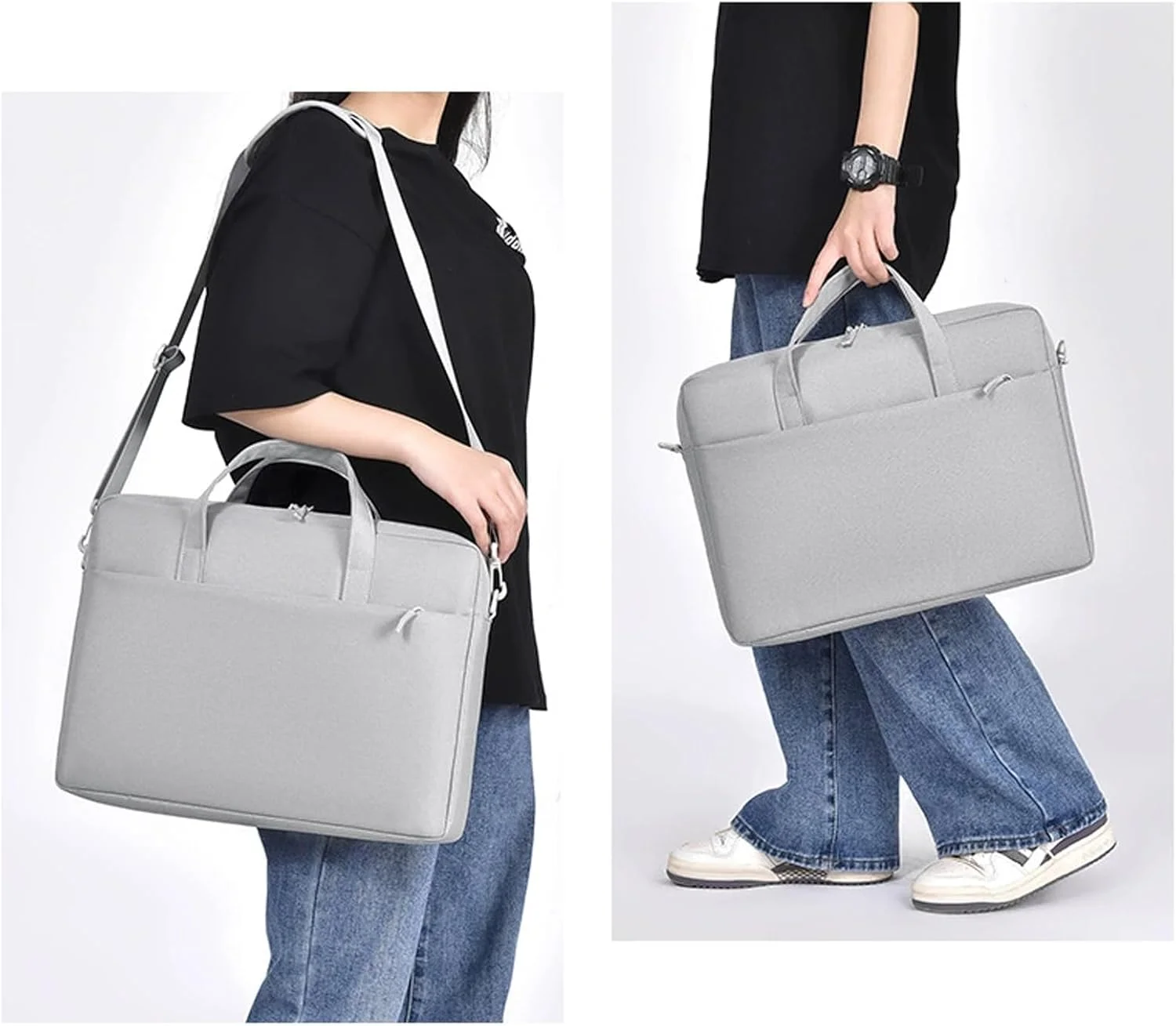 کیف لپ تاپ Muhadjiya مناسب زنان و مردان، کیف کامپیوتر 15-16.1 اینچی، کیف دستی لپ تاپ با بند، کیف شانه ای محافظ لپ تاپ 15.6 اینچی مناسب کار