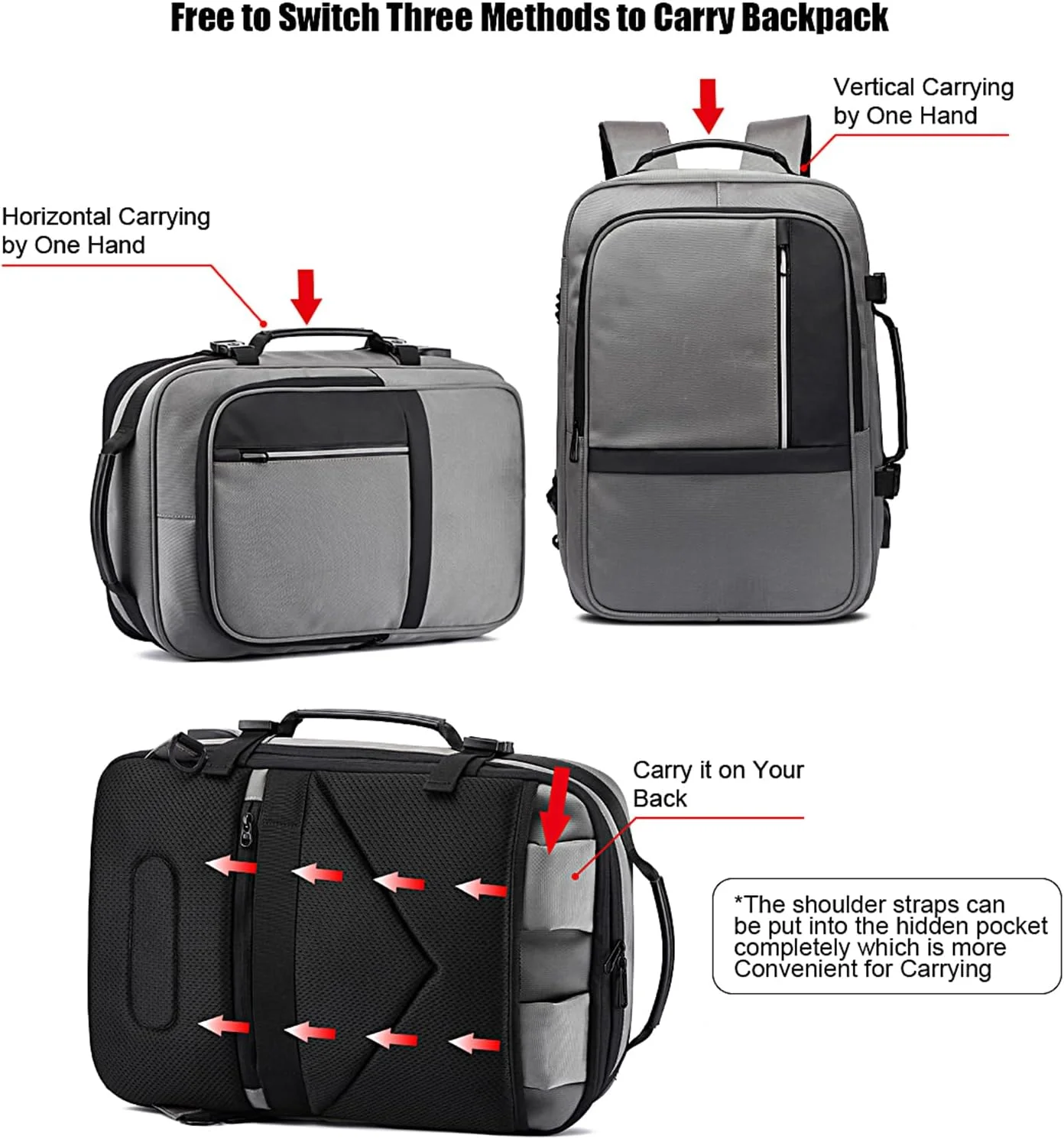 کیف لپ تاپ ضد سرقت تبدیل شونده، کوله پشتی 17.3 اینچی قابل گسترش و ضد آب مناسب برای سفر آقایان و بانوان