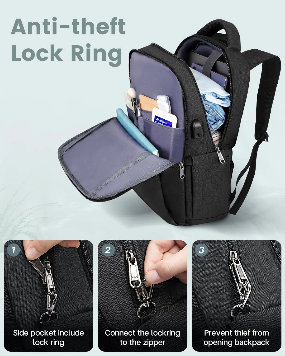 کوله پشتی لپ تاپ مردانه Besttravel مناسب برای نوت بوک 15.6 اینچی، کوله پشتی مدرسه ضد آب برای کار، فضای باز، مسافرت، کمپینگ