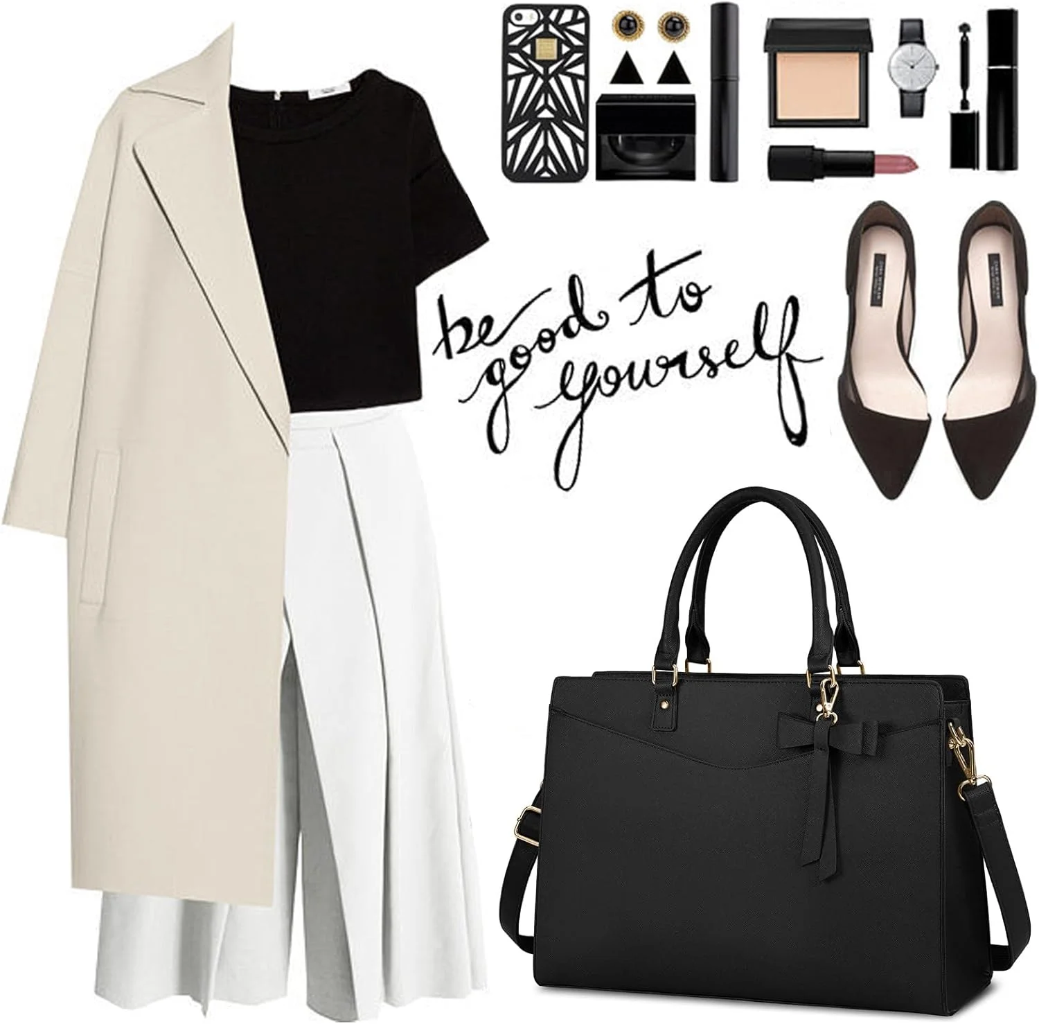 کیف لپ تاپ زنانه 15.6 اینچی چرمی ضد آب PU، کیف دستی اداری، کیف کار، کیف لپ تاپ