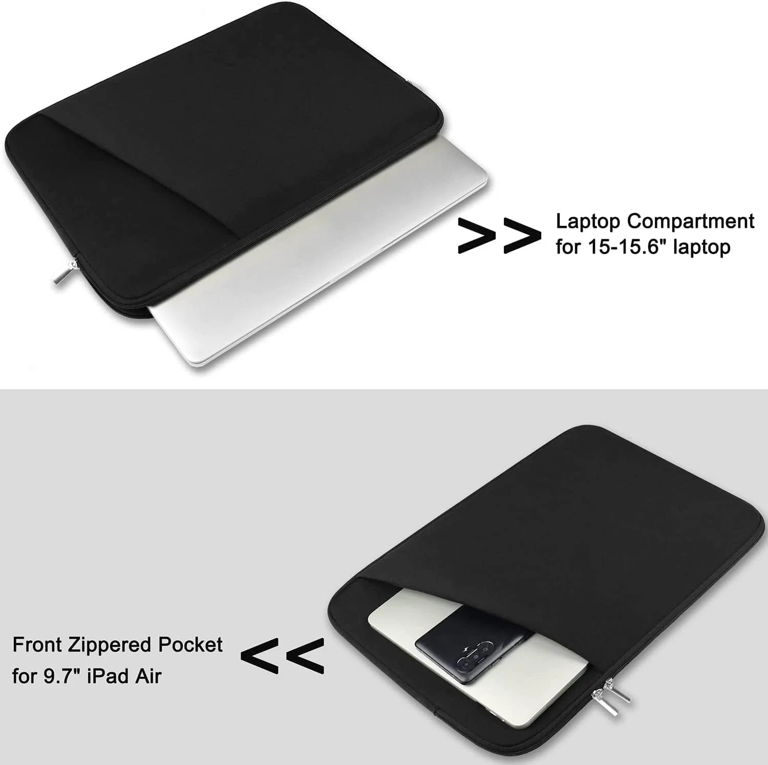 کیف لپ تاپ، کاور لپ تاپ 14 اینچی، کیف حمل بادوام، کاور محافظ ضد ضربه، کیف دستی، کیف لپ تاپ سازگار با 14 اینچ MacBook Air/Pro HP Asus Lenovo Notebook Computer، مشکی