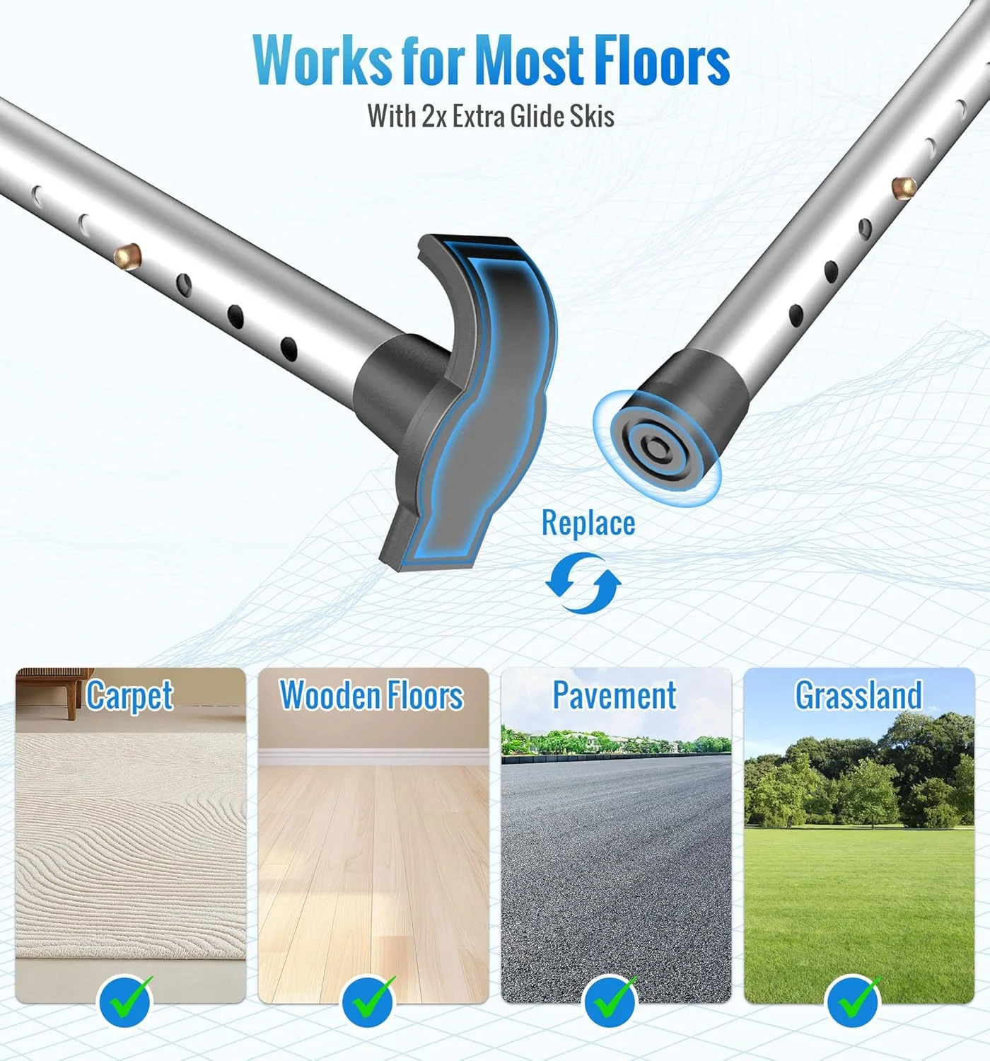 واکر تاشو چرخدار سالمندان هوم لند، واکر چرخدار سبک وزن، واکر استاندارد با قابلیت تنظیم ارتفاع با فریم آلومینیومی، نقره ای