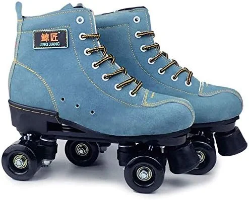 اسکیت های غلتکی RZiioo، اسکیت های هنری کلاسیک چهار چرخ بزرگسال جوانان، اسکیت های چهارگانه مناسب اسکیتینگ در داخل و خارج از منزل، آبی، 35