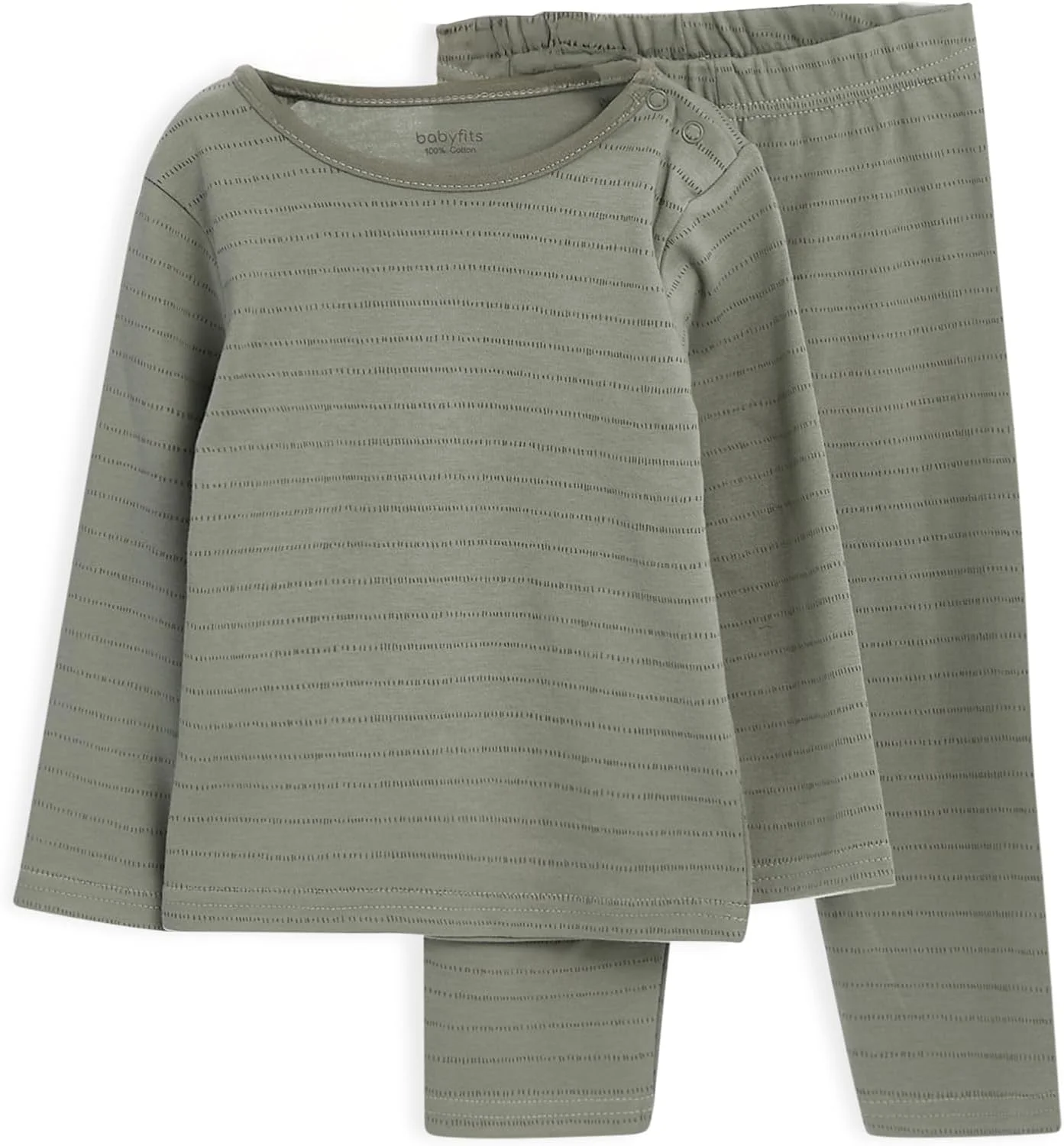ست پیژامه پنبه ارگانیک یقه دار Babyfits | پیژامه کودکانه دارای گواهینامه OEKO-TEX برای پسران و دختران 0-6 ماهه، ضد حساسیت و تنفسی، طرح راه راه