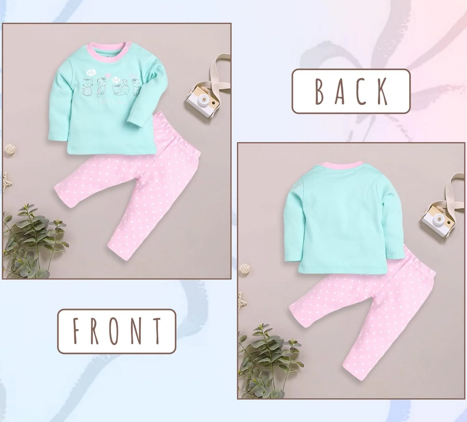 ست تی شرت و شلوار پنبه ای ساده نوزاد یونی سکس بیبی گو