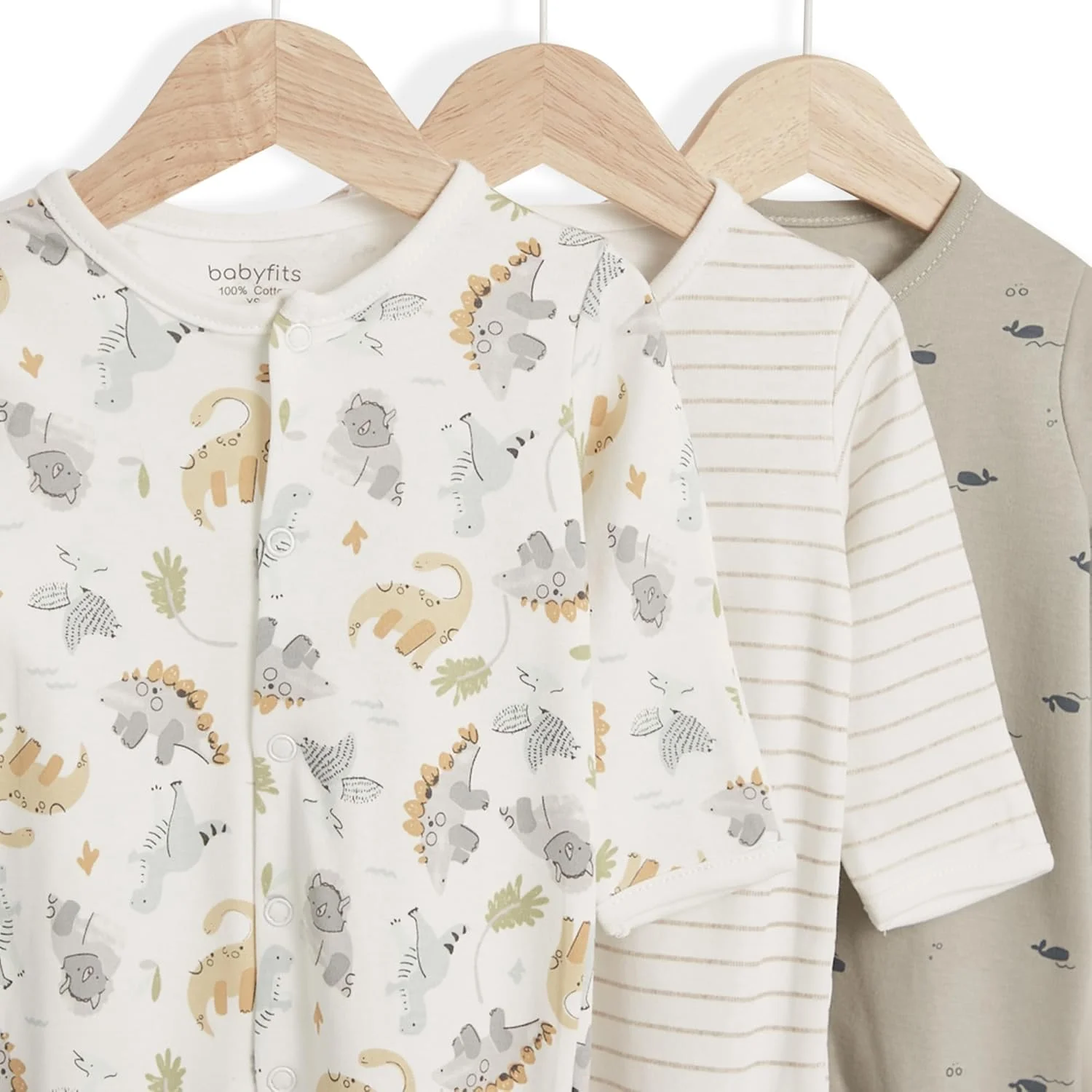 ست لباس خواب 3 عددی پنبه ارگانیک Babyfits - XS | لباس خواب کودک دارای گواهینامه OEKO-TEX برای نوزادان و کودکان نوپا، ضد حساسیت و دارای زیپ - طرح دایناسور ست لباس خواب 3 عددی پنبه ارگانیک Babyfits - XS | لباس خواب کودک دارای گواهینامه OEKO-TEX برای نوزادان و کودکان نوپا، ضد حساسیت و دارای زیپ - طرح دایناسور