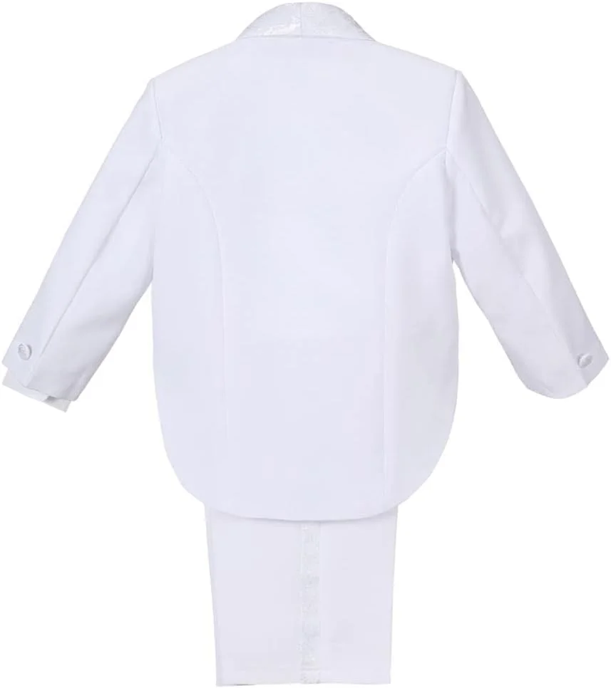 کت و شلوار 5 تکه پسرانه Lito Angels (کت تک، جلیقه، پیراهن، پاپیون و شلوار)، مشکی/عاجی/سفید کت و شلوار 5 تکه پسرانه Lito Angels (کت تک، جلیقه، پیراهن، پاپیون و شلوار)، مشکی/عاجی/سفید