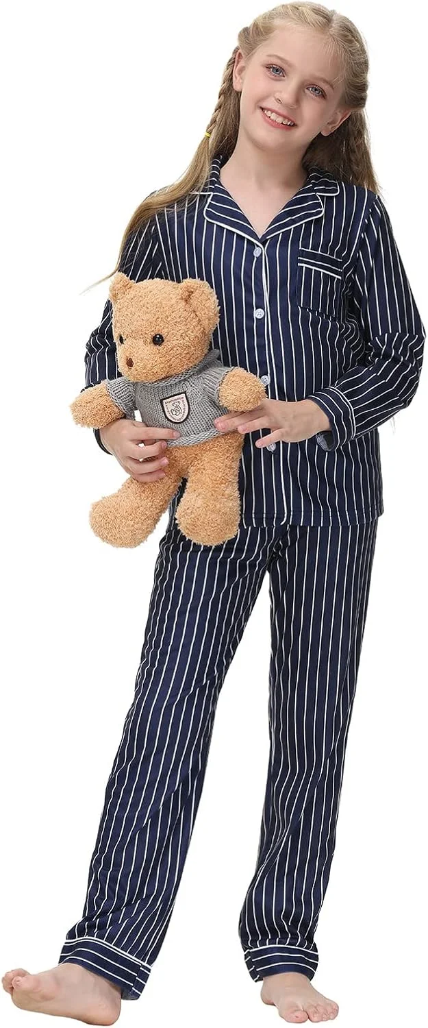 Alunsito Kids Baby Girl Boy Pajama Set Long Sleeve Pjs 2 Piece Sleepwear Button-Down Nightwear Summer Fall Nightie Alunsito Kids Baby Girl Boy Pajama Set Long Sleeve Pjs 2 Piece Sleepwear Button-Down Nightwear Summer Fall Nightie