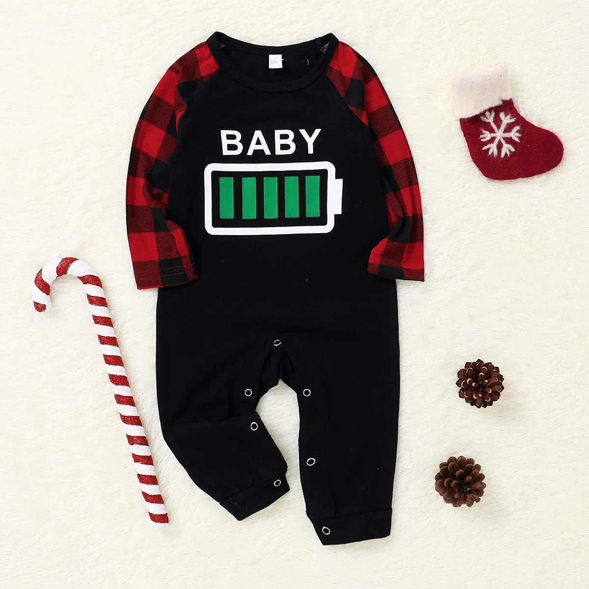 لباس خواب کریسمس خانوادگی آمیسز، لباس خواب تی شرت و شلوار ست لباس خانگی برای مردان، زنان، دختران، پسران و نوزادان، مشکی - نوزاد، 12-18 ماه