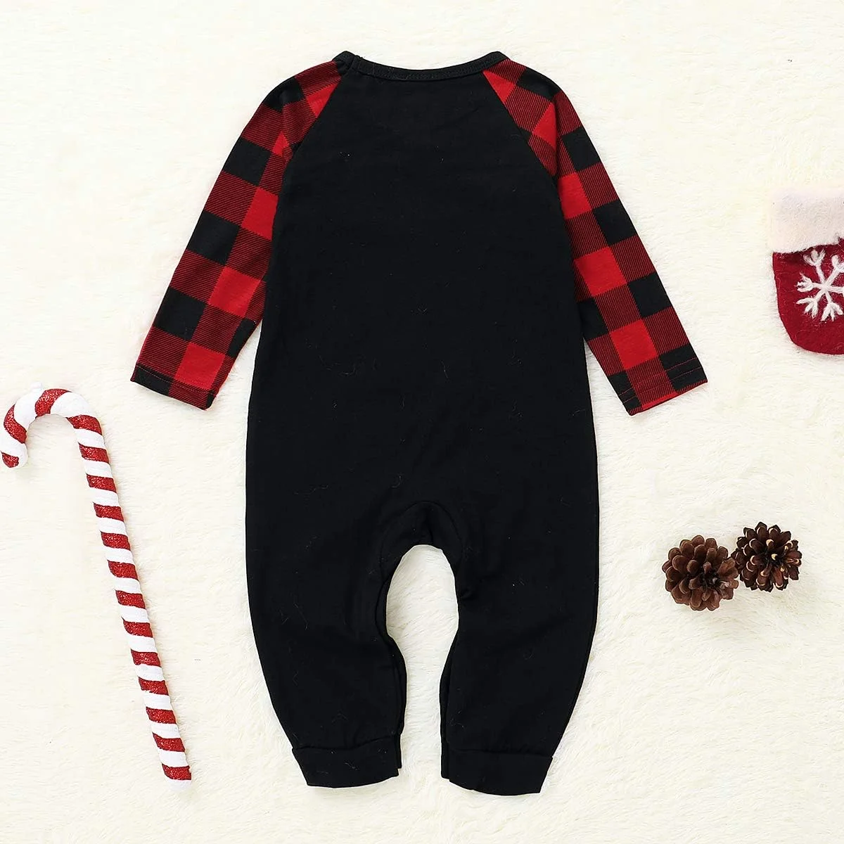 لباس خواب کریسمس خانوادگی آمیسز، لباس خواب تی شرت و شلوار ست لباس خانگی برای مردان، زنان، دختران، پسران و نوزادان، مشکی - نوزاد، 12-18 ماه