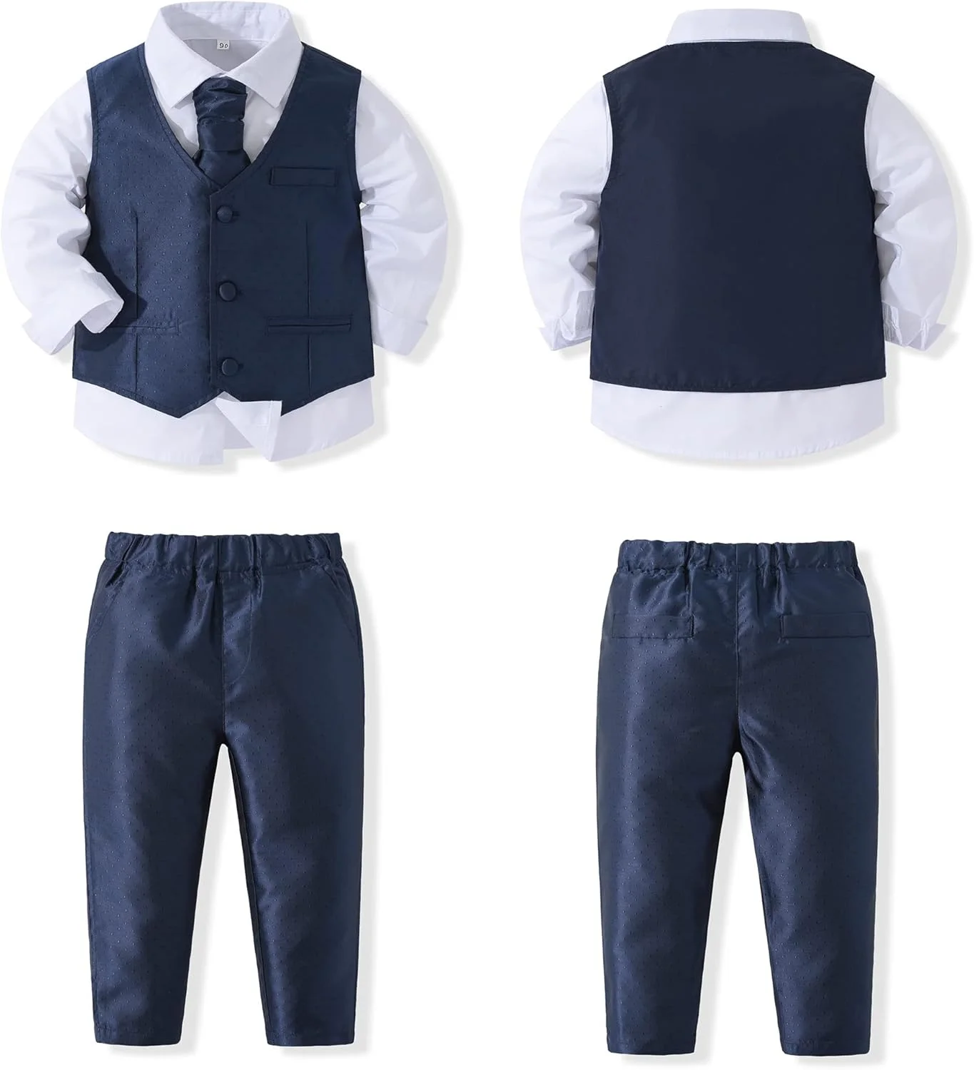 ست لباس پسرانه کیموکت، کت و شلوار آستین بلند جنتلمن تاکسیدو جلیقه مناسب جشن تولد و عروسی