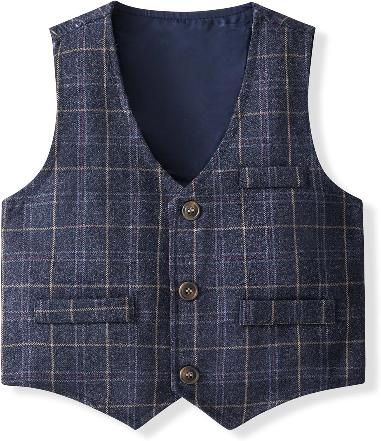 ست لباس پسرانه کیموکت، طرح جنتلمن، شامل پیراهن آستین بلند آبی با پاپیون، جلیقه و شلوار