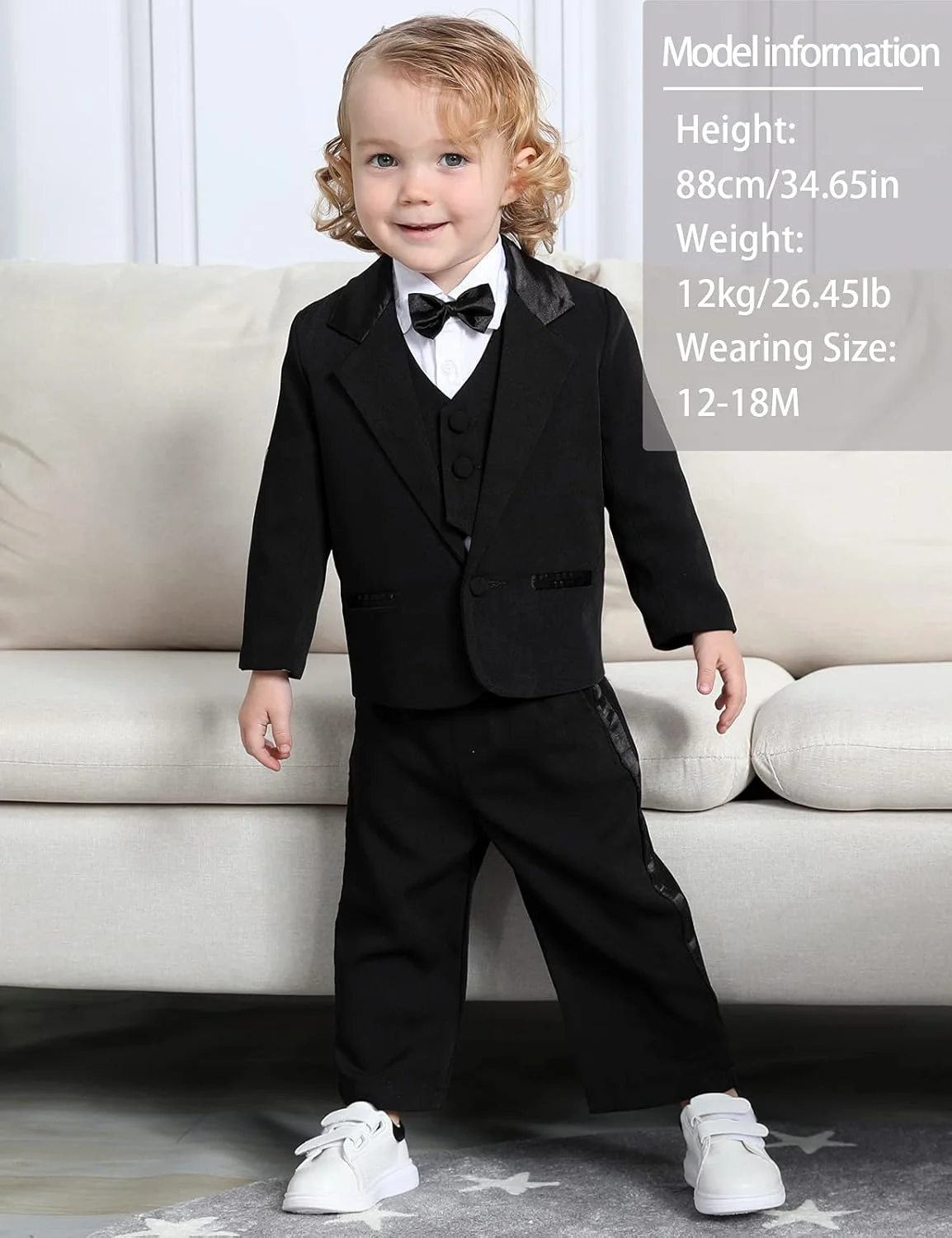 کت و شلوار پسرانه A&J DESIGN، ست 5 تکه تاکسیدو جنتلمن شامل ژاکت، پیراهن، جلیقه، شلوار و کلاه