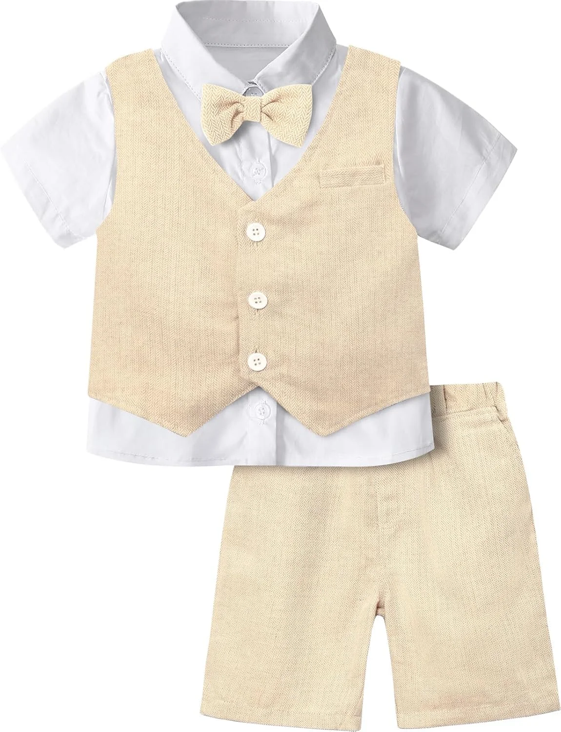 ست لباس پسرانه نوزادی و نوپا A&J DESIGN، شامل پیراهن آستین کوتاه، جلیقه و شلوارک ست لباس پسرانه نوزادی و نوپا A&J DESIGN، شامل پیراهن آستین کوتاه، جلیقه و شلوارک