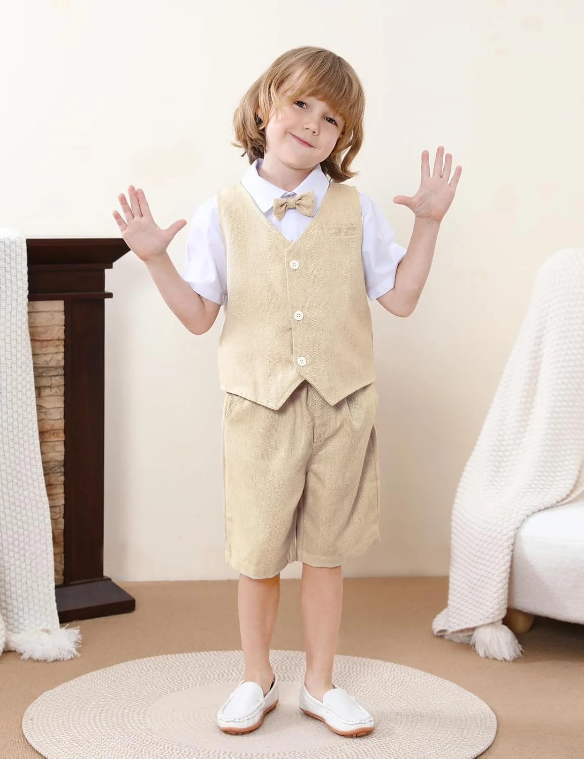 ست لباس پسرانه نوزادی و نوپا A&J DESIGN، شامل پیراهن آستین کوتاه، جلیقه و شلوارک