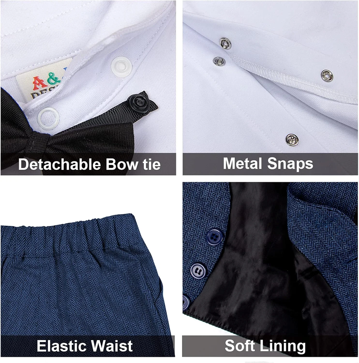 ست لباس پسرانه A&J DESIGN، شامل پیراهن، شورت، جلیقه و کلاه (18 ماهه تا 3 سال) ست لباس پسرانه A&J DESIGN، شامل پیراهن، شورت، جلیقه و کلاه (18 ماهه تا 3 سال)