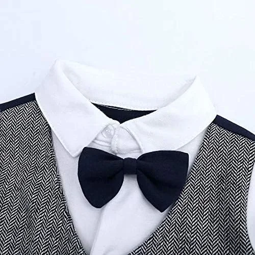 لباس سرهمی رسمی پسرانه هوویی، طرح تاکسیدو، طرح جنتلمن، ست لباس چهارخانه، جلیقه، سرهمی، پیراهن، پاپیون، لباس نوزادی پسرانه برای عروسی، A2، 12-18 ماه