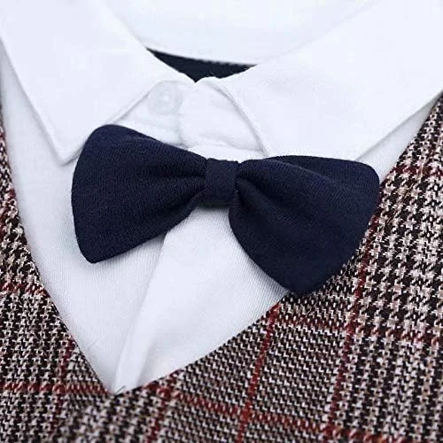 لباس سرهمی تاکسیدو نوزاد پسرانه Hooyi، ست لباس رسمی جنتلمن، طرح چهارخانه، جلیقه، سرهمی، پیراهن، پاپیون، لباس عروسی نوزاد پسر، A3، 6-9 ماه