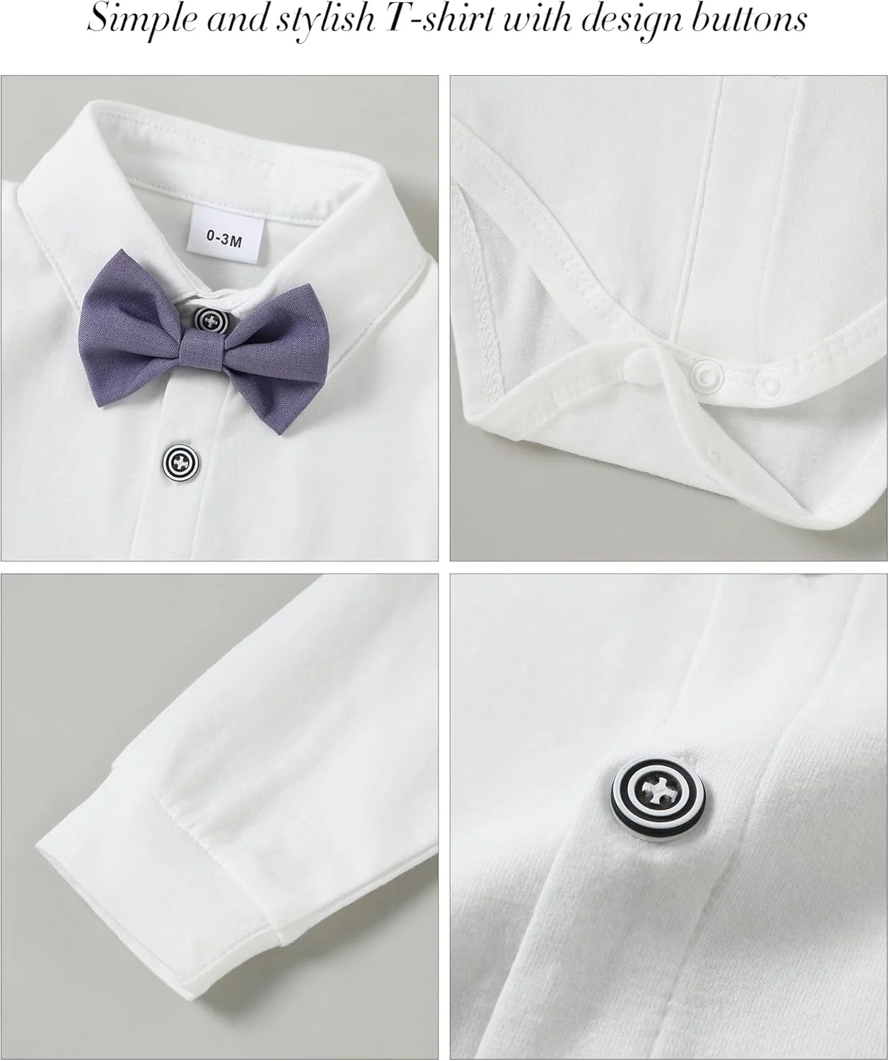 ست لباس پسرانه نوزادی DISAUR، 5 تکه، شامل پیراهن، پاپیون، جلیقه، گل سینه و شلوار، مناسب برای مراسم عروسی ست لباس پسرانه نوزادی DISAUR، 5 تکه، شامل پیراهن، پاپیون، جلیقه، گل سینه و شلوار، مناسب برای مراسم عروسی