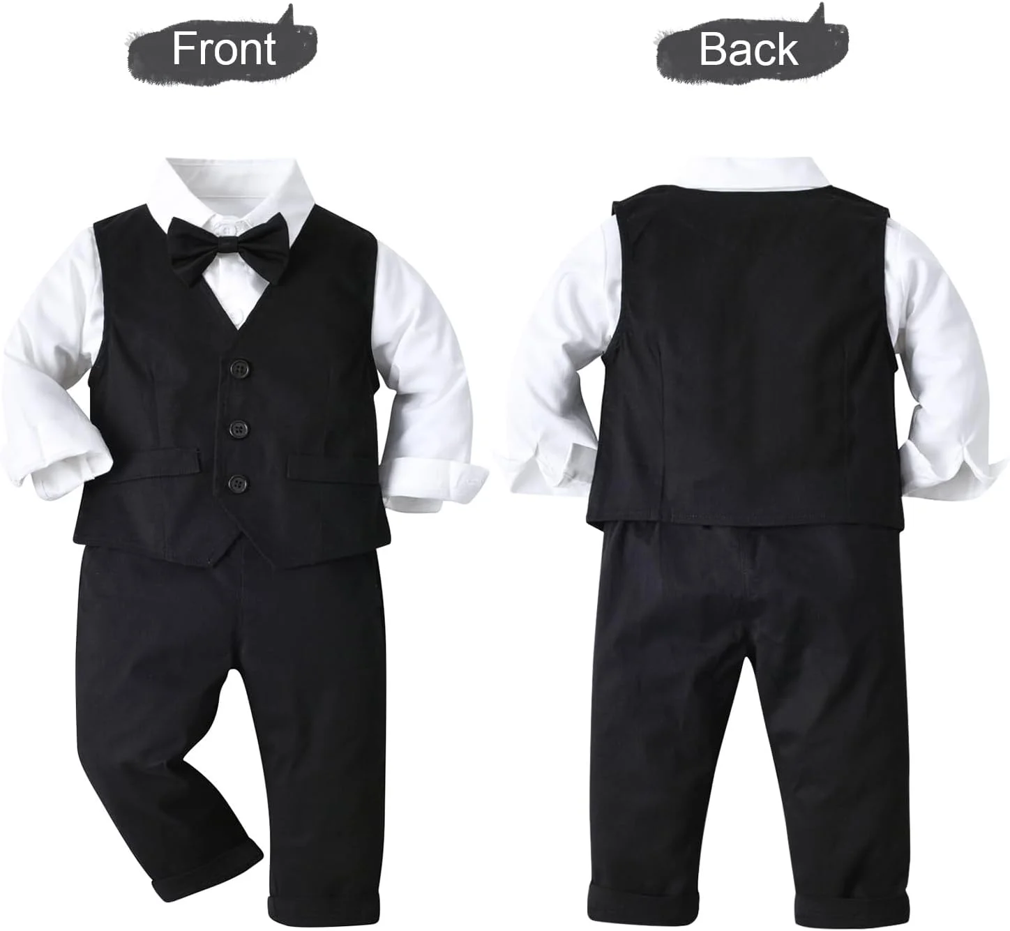 ست 5 تکه لباس جنتلمن پسرانه شامل پیراهن آستین بلند + پاپیون + جلیقه + شلوار ساسپندر مناسب مهمانی عروسی ست 5 تکه لباس جنتلمن پسرانه شامل پیراهن آستین بلند + پاپیون + جلیقه + شلوار ساسپندر مناسب مهمانی عروسی