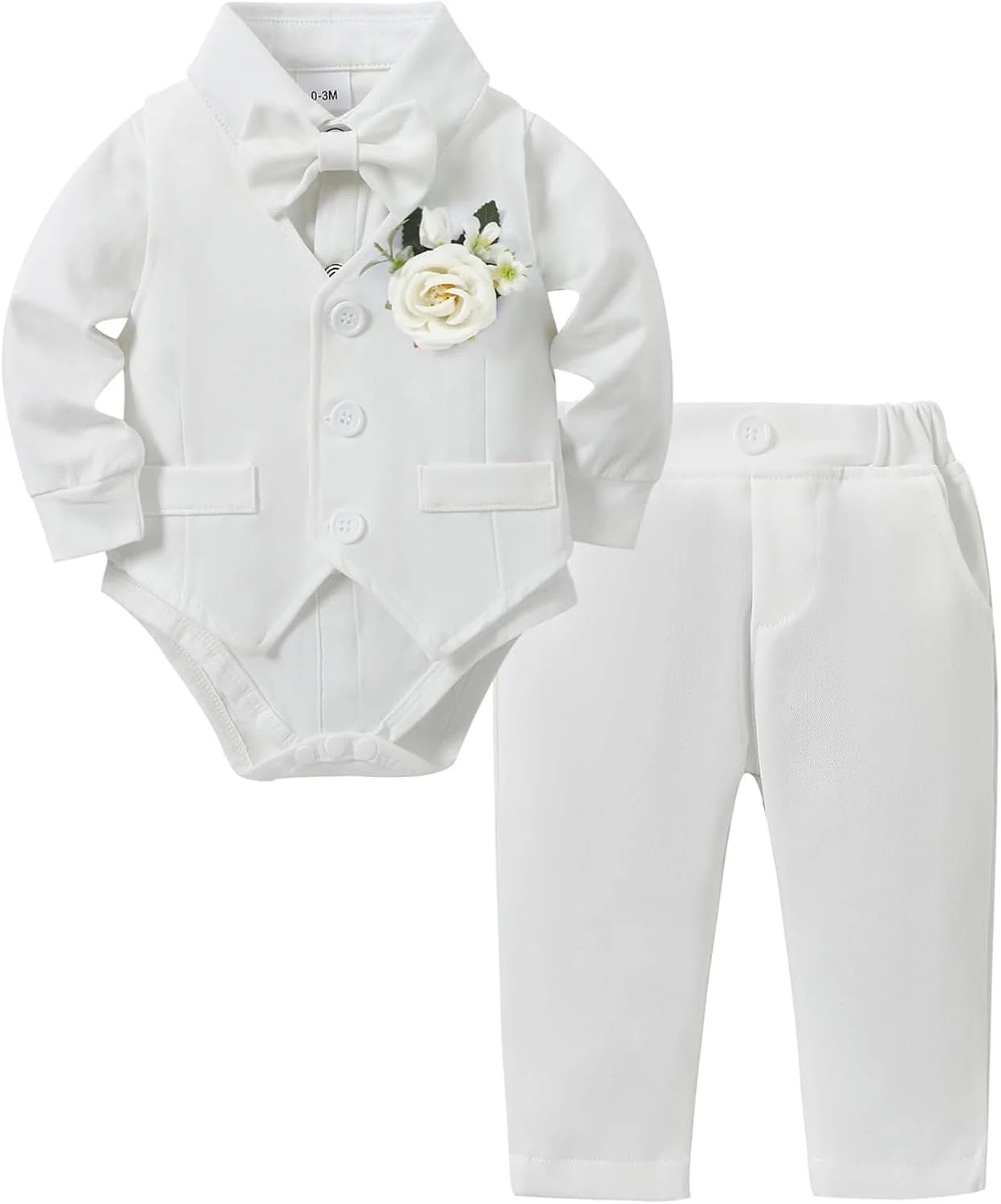 ست لباس رسمی 5 تکه پسرانه - پیراهن، جلیقه، گل سینه، کراوات و شلوار، لباس جنتلمن نوزادی برای 0-18 ماه (سایز 90 سانتی متر) ست لباس رسمی 5 تکه پسرانه - پیراهن، جلیقه، گل سینه، کراوات و شلوار، لباس جنتلمن نوزادی برای 0-18 ماه (سایز 90 سانتی متر)