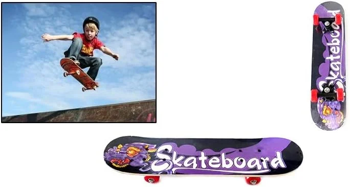 اسکیت بردهای استاندارد مارشال فیتنس 31 اینچی، اسکیت برد کامل، حرفه ای، دو طرفه، مناسب برای انجام حرکات نمایشی، 8 لایه، به همراه کلاه ایمنی و ست محافظتی، رنگ های متنوع - MF-0343