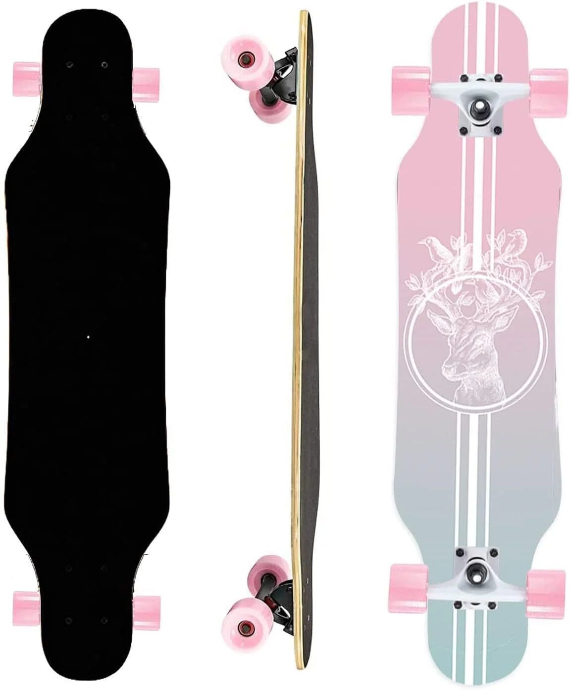 31 Inch Small Longboard Carving Cruising Skateboard for Kids Teens Adults