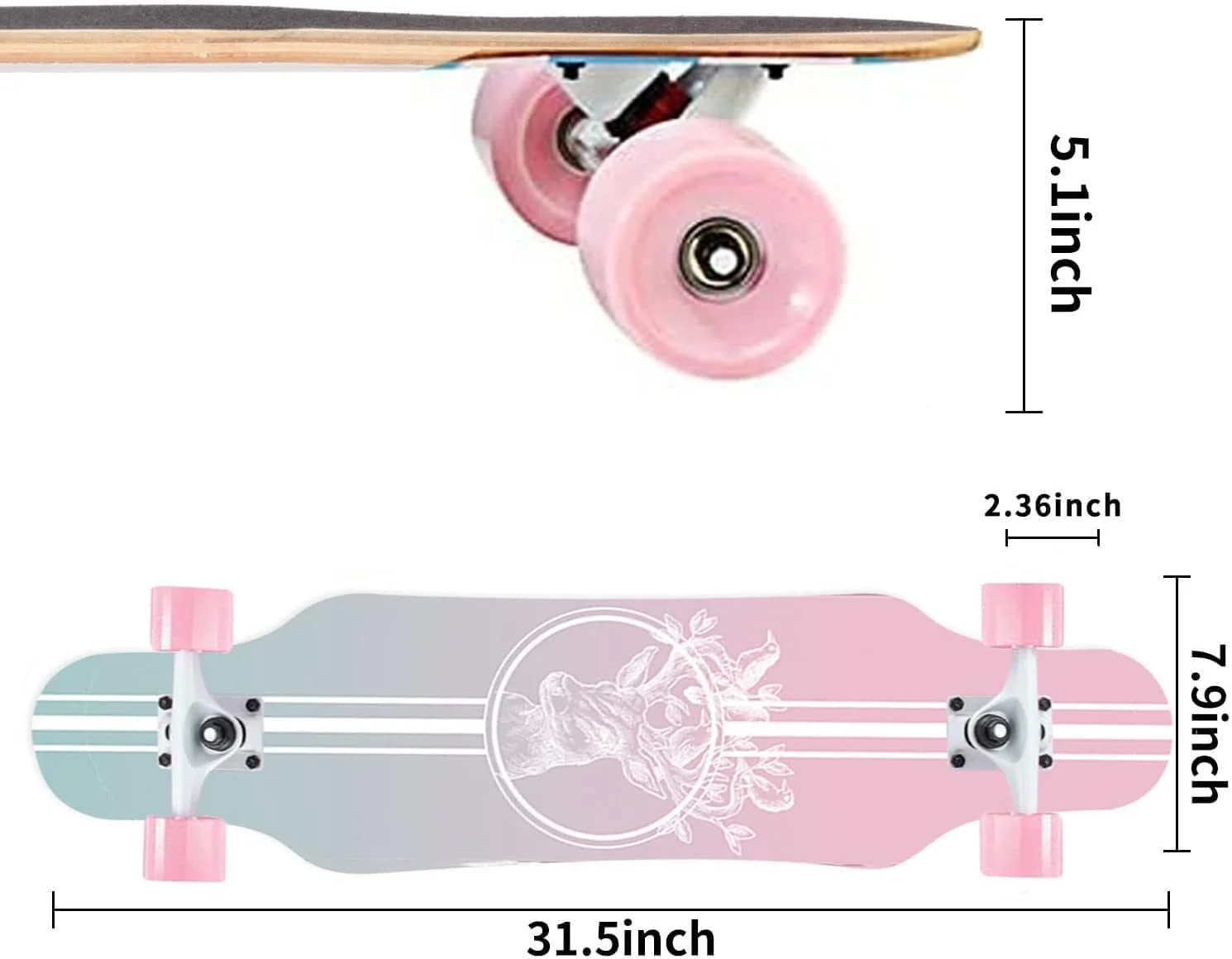 31 Inch Small Longboard Carving Cruising Skateboard for Kids Teens Adults 31 Inch Small Longboard Carving Cruising Skateboard for Kids Teens Adults