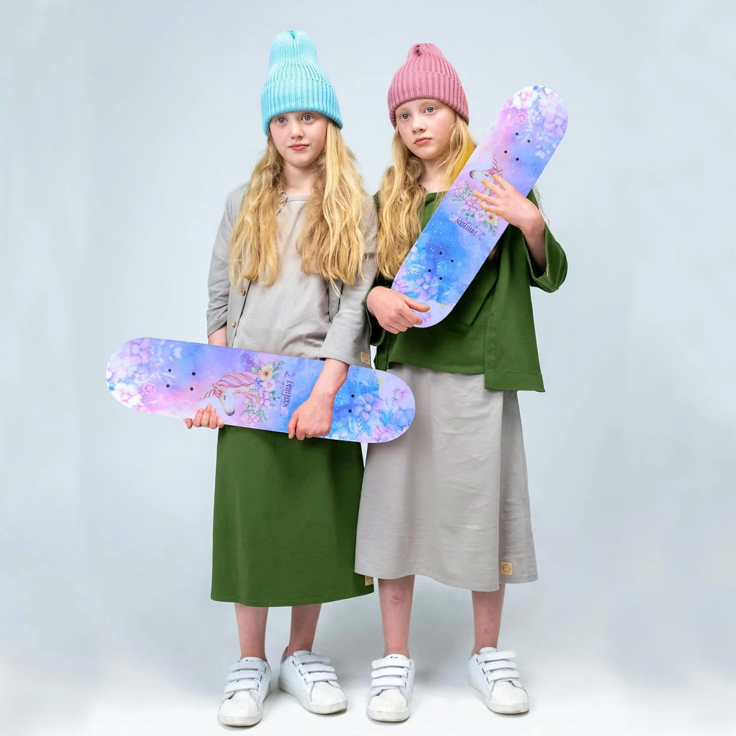 اسکیت برد برای مبتدیان، کودکان، پسران، دختران و بزرگسالان، 31''x8''، 7 لایه چوب افرا، دابل کیک مقعر، جذاب و خنک، محکم و بادوام