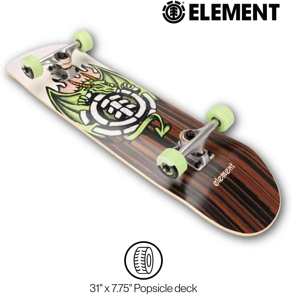 تخته اسکیت بورد Element Popsicle - 31" x 7.75"، اسکیت بورد لانگ بورد بچه گانه، تخته چوبی 7 لایه، تراک های آلومینیومی 5 اینچی، چرخ های اورتان نرم 51 میلی متری 95A، بلبرینگ های سرعت ABEC 5، ایده آل برای جوانان و تمام سطوح مهارت