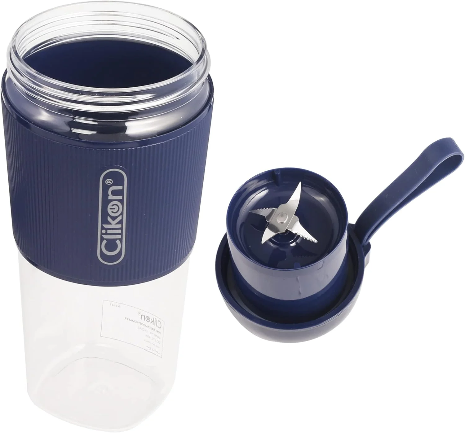 مخلوط کن قابل حمل کلیکون 300 میلی لیتر، تیغه های تیز استیل ضد زنگ، شیشه های پلی کربنات، سیستم قفل ایمنی، حمل آسان، 40 وات CK2645 (آبی)