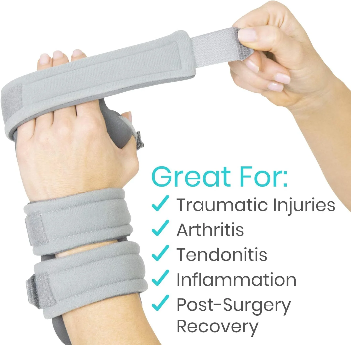 Vive Resting Hand Splint - Night Immobilizer Wrist Finger Brace - Thumb Stabilizer Wrap - for Arthritis, Tendonitis, Carpal Tunnel Pain - Functional Support for Sprains Fractures (Left (Medium), Grey) Vive Resting Hand Splint - Night Immobilizer Wrist Finger Brace - Thumb Stabilizer Wrap - for Arthritis, Tendonitis, Carpal Tunnel Pain - Functional Support for Sprains Fractures (Left (Medium), Grey)