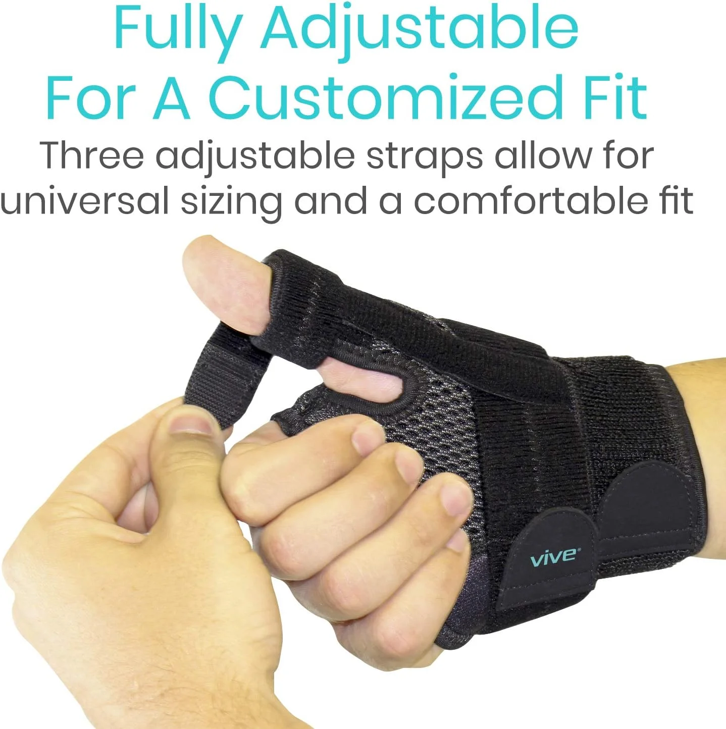 آتل انگشت شست Vive برای آرتروز، مهاربند حمایتی برای درد، رگ به رگ شدن، کشیدگی، آرتروز، تونل کارپال و انگشت ماشه ای، تثبیت کننده مچ دست، مناسب دست چپ یا راست، سایز آزاد، مشکی