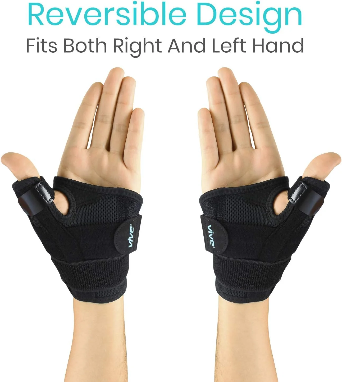 آتل انگشت شست Vive برای آرتروز، مهاربند حمایتی برای درد، رگ به رگ شدن، کشیدگی، آرتروز، تونل کارپال و انگشت ماشه ای، تثبیت کننده مچ دست، مناسب دست چپ یا راست، سایز آزاد، مشکی