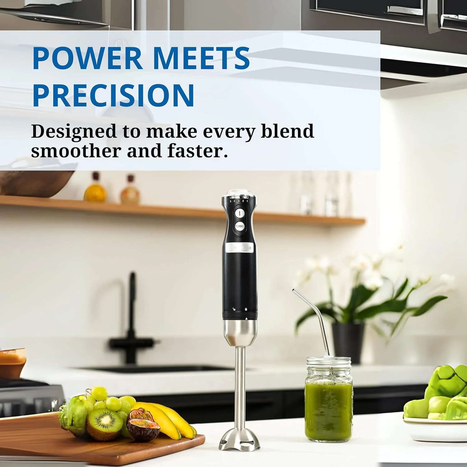 مخلوط کن دستی رترو وستینگهاوس - مخلوط کن میله ای 600 واتی برای آشپزخانه - مخلوط کن برقی سوپ استیل ضد زنگ - همزن غذا با سرعت های مختلف و تنظیمات توربو، دسته نرم و راحت - مشکی