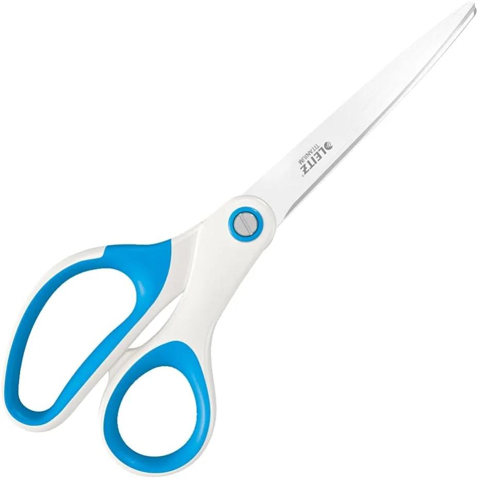 قیچی تیتانیومی لایتز، مناسب دست راست یا چپ (دوطرفه)، 6.7 × 1.5 × 15 سانتی متر، لوازم التحریر اداری با دسته ارگونومیک، سری WOW، آبی