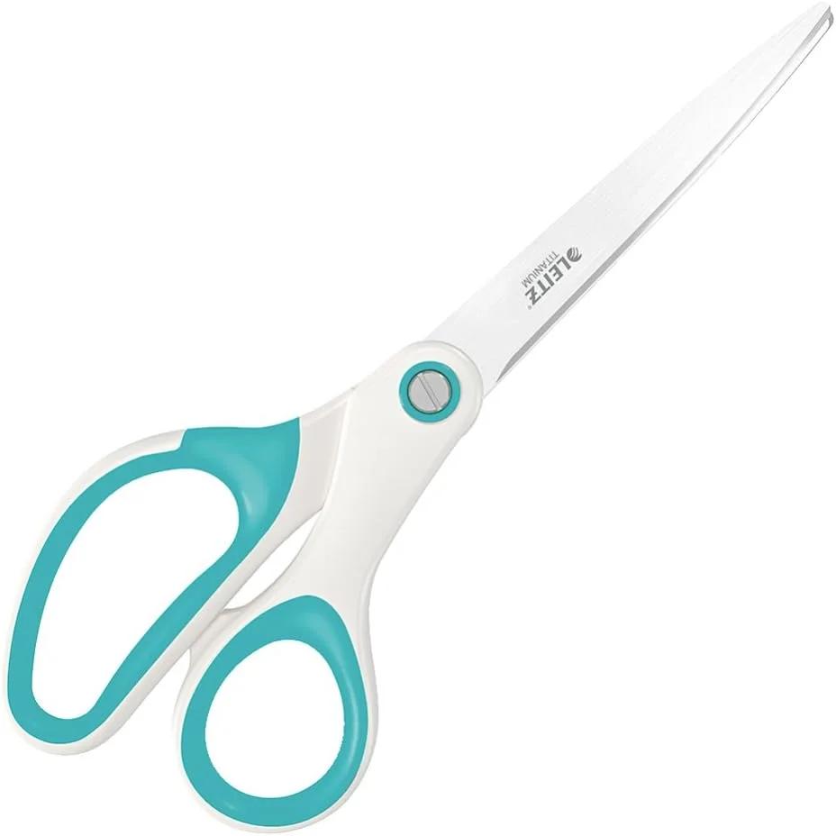 قیچی تیتانیومی لایتز، مناسب برای دست راست یا چپ (دوطرفه)، 6.7 x 1.5 x 15 سانتی متر، لوازم التحریر اداری، دسته ارگونومیک، سری WOW، آبی یخی