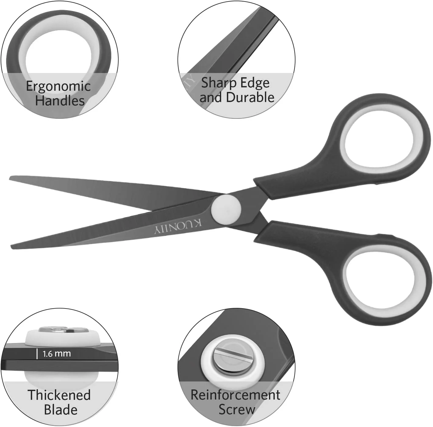 قیچی کوئونیی فوق العاده تیز با روکش تیتانیوم و دسته های نرم و راحت، قیچی چند منظوره 6.0 اینچ قیچی کوئونیی فوق العاده تیز با روکش تیتانیوم و دسته های نرم و راحت، قیچی چند منظوره 6.0 اینچ