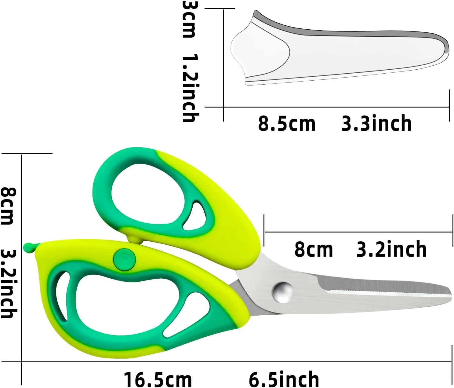 قیچی غذای کودک KUONIIY، قیچی آشپزخانه قابل حمل و بهداشتی با روکش ضد گرد و غبار و کیف مسافرتی