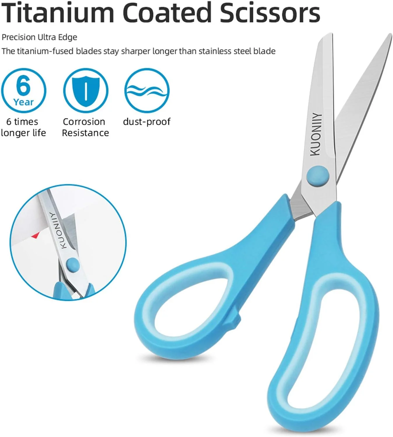 قیچی کوئونیی 8 اینچی با دسته نرم و راحت و تیغه های تیز، بسته 3 عددی