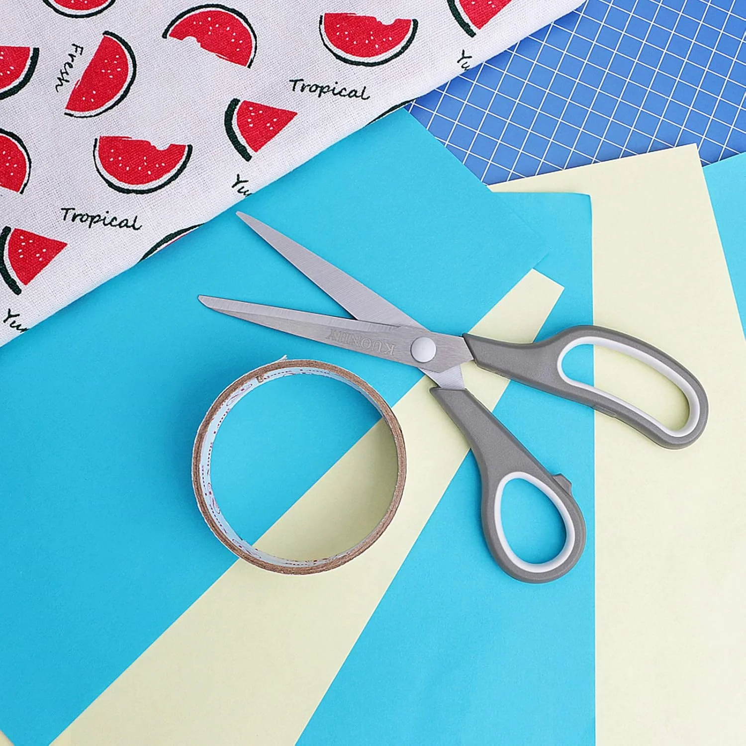 قیچی های فوق العاده تیز KUONIIY با دسته های نرم و راحت - ست قیچی چند منظوره 5 عددی