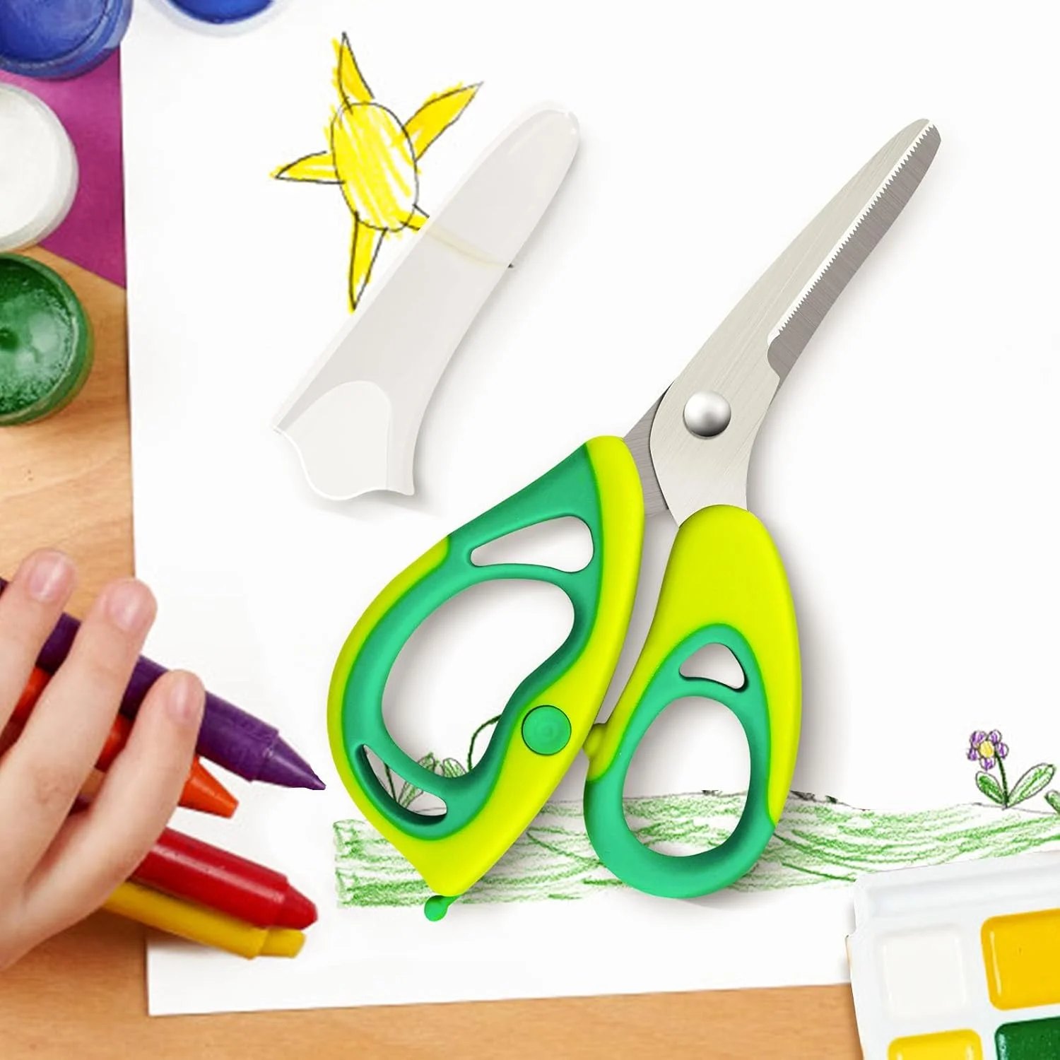 قیچی غذای کودک KUONIIY، قیچی آشپزخانه قابل حمل و بهداشتی با روکش ضد گرد و غبار و کیف مسافرتی